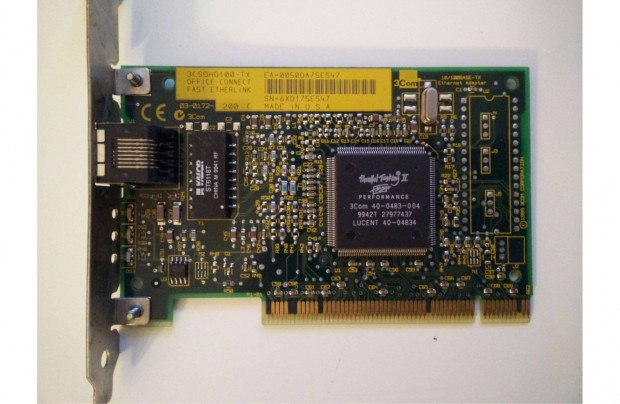 3Com 3Csoho retro PCI Fast Ethernet krtya