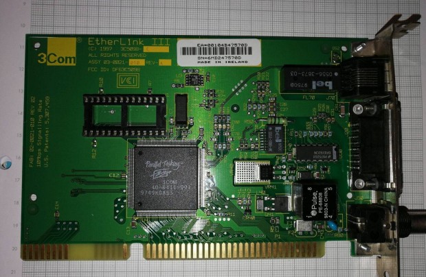 3Com Etherlink III, ISA hlzati krtya, BNC, RJ-45, AUI