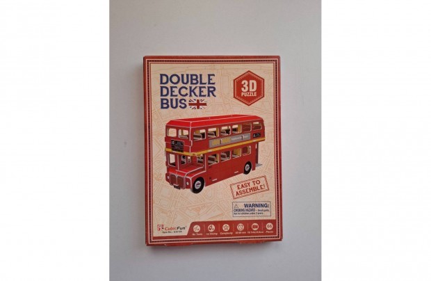 3D piros angol emeletes busz, double decker bus 66 db-os j