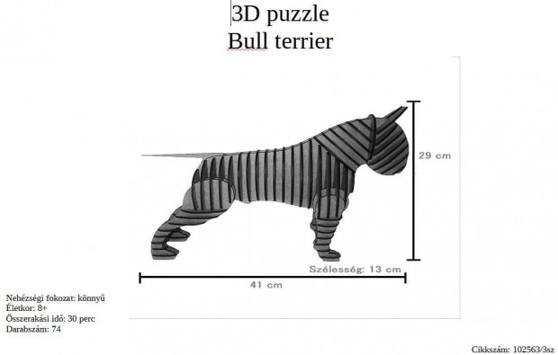 3D puzzle Bull terrier knny