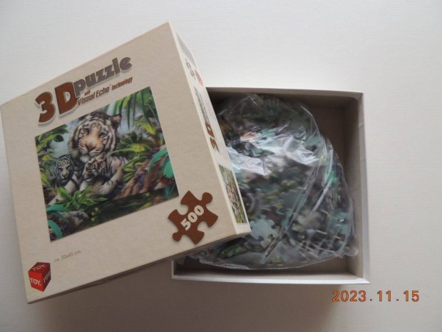 3D-s puzzle 500 db-os "Fehr tigrisek", eredeti dobozban