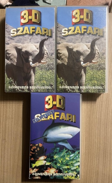 3D szafari VHS kazettk eredeti 3D szemveggel