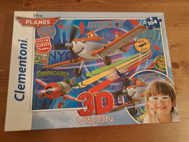 3D szemveggel puzzle kirak 100 db Repcsik Planes Clementoni