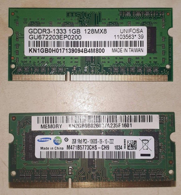 3GB (1+2GB) DDR3 1333MHz laptop memória RAM
