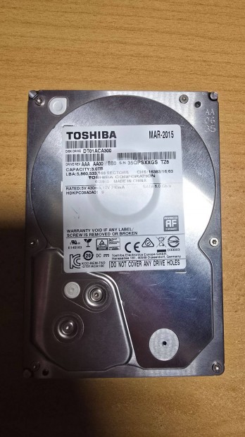 3TB Toshiba bad sectoros HDD, winchester DT01ACA300