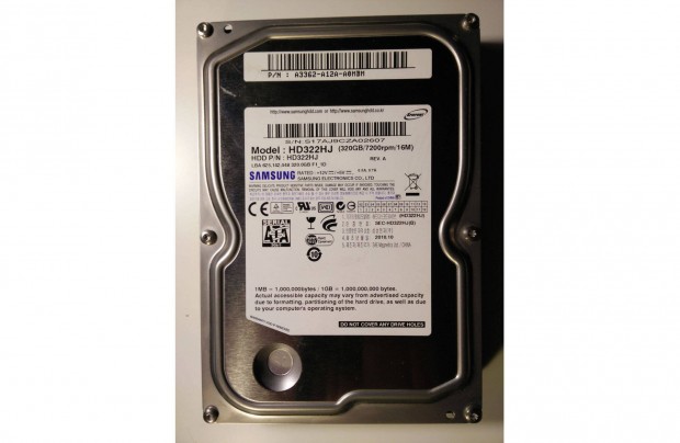 3,5" 320 GB Samsung HD322HJ 7200 RPM SATA HDD