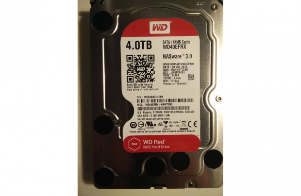 3,5" 4 TB Western Digital Red WD40Efrx 5400 RPM SATA HDD