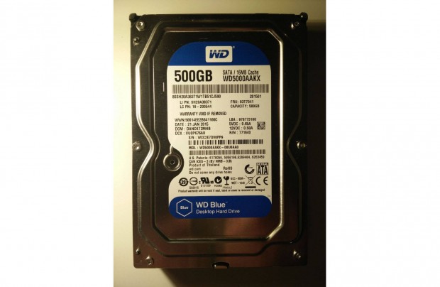 3,5" 500 GB Western Digital Blue 7200 RPM SATA HDD, alig hasznlt