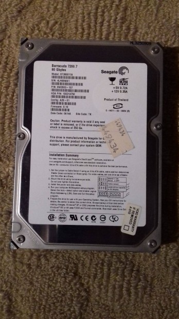 3,5" HDD 160 Gb Sata 100/100 hibamentes