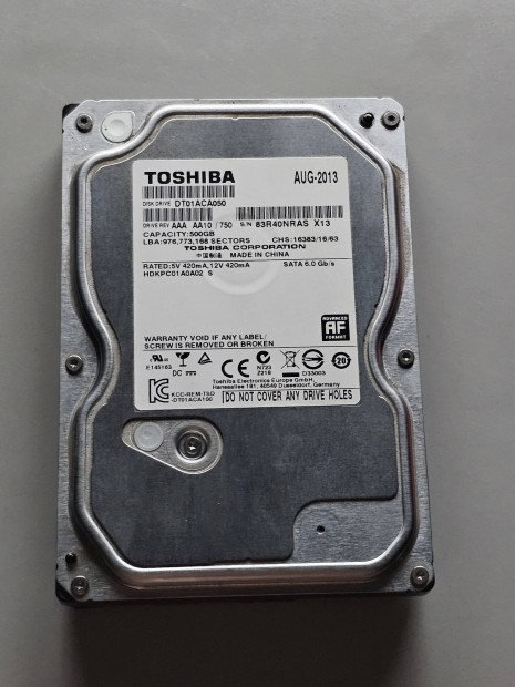 3,5" SATA Merevlemezek 500GB 100%/100%