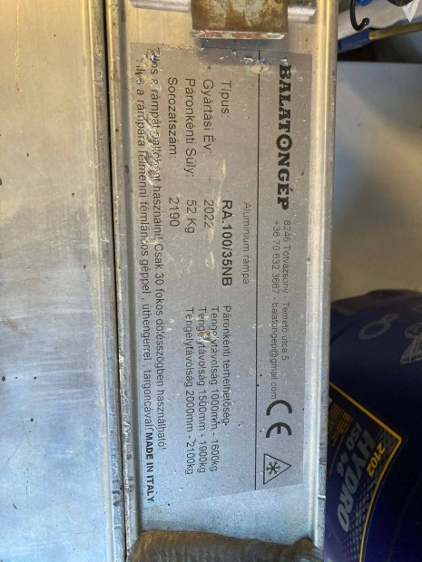 3,5m 2,1T teherb�r�s� r�mpa elad�