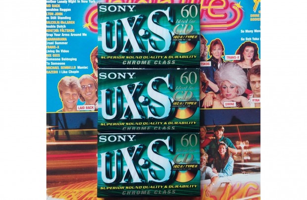 3-DB Sony UX S CD 60 Chrome Class MAGNÓ Kazetta Sony Kazetta