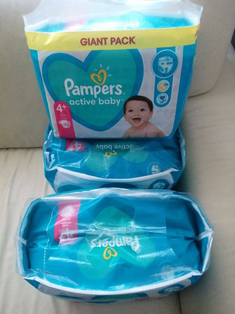 3 csomag Pampers active baby 4 + 70 pelenka