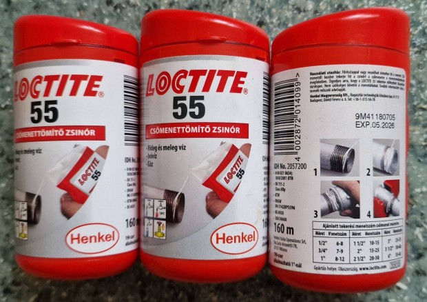 3 darab - Henkel Loctite 55 tmt zsinr, 160 mteres kiszerels