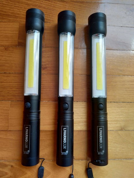 3 db Livarnolux COB LED aluminium elemlmpa, 3db AAA micro ceruza elem