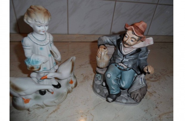 3 db. biszkvit porceln figurlis szobrok