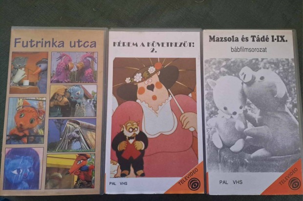 3 db mese Televideo VHS- Futrinka utca,Krem a kvetkezt,Mazsola