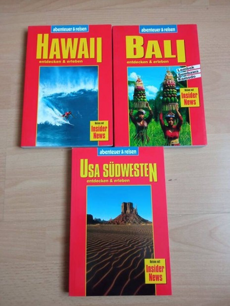 3 db német nyelvű útikönyv USA Bali Hawai együtt 1500 Ft