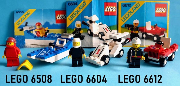 3 db rgi LEGO: 6508 Wave Racer, 6604 Formula-I Racer, 6612 Fire Chief