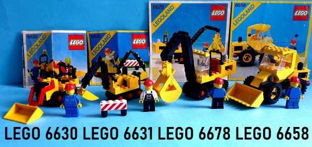 3 db rgi LEGO: 6630 Bucket Loader, 6631 Steam Shovel, 6658 Bulldozer