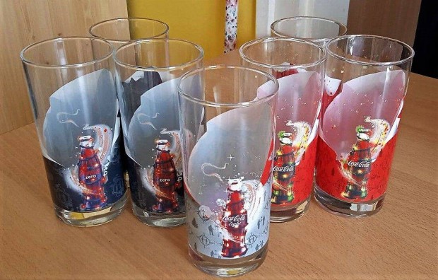 3 féle dekoros 7 db. Coca-Colás üvegpohár