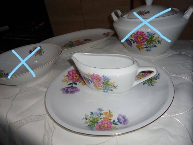 3 részes Alföldi porcelán tálaló szegfű mintás készlet eladó
