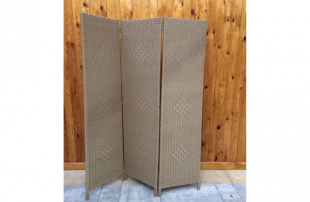 3 rszes Polirattan Trelvlaszt Paravn 3 x 45 x 170 cm