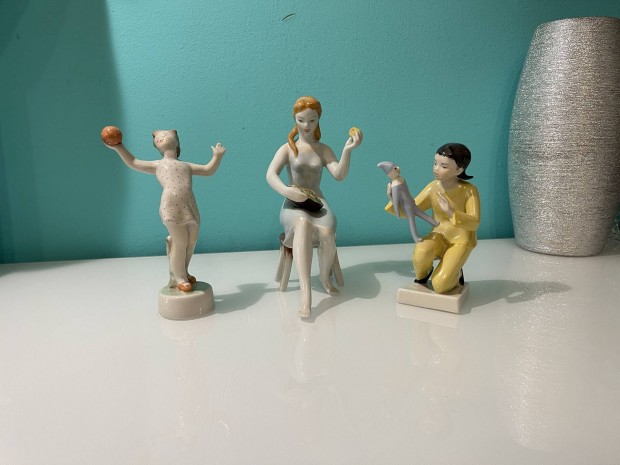 3 ritkbb porceln figura - Zsolnay, Hollhzi, Drasche