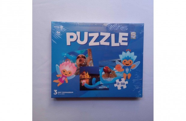 3 x 30 darabos puzzle bontatlan dobozában a budapesti vizes VB-ről