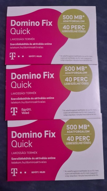 3db Telekom Domino Fix Quick SIM krtya alapcsomag, 500MB / 40perc