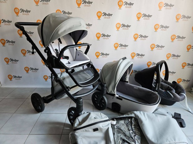 3in1 elegáns szürke Anex e-type babakocsi maxicosi hordozóval