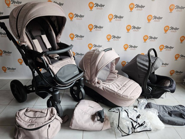 3in1 unisex bézs színű Bebetto Tito babakocsi terepre is nagyon jó