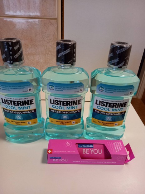 3x0,6 liter Listerine szjvz+ 1db Curosept fogkrm csomagban elad!
