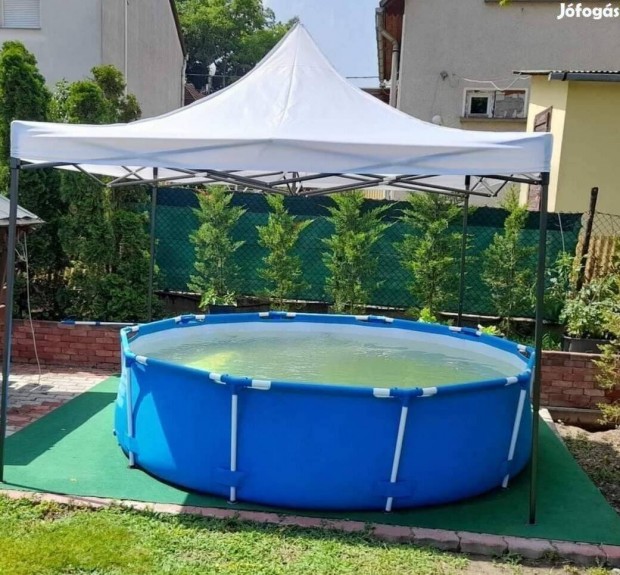 3x3 Pavilon sátor Tetőponyva kék zöld fehér piros krémf