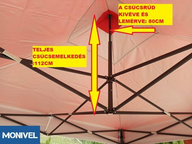 3x3-as tetponyva rendezvny storhoz (csak tetponyva) piros 280g/m2