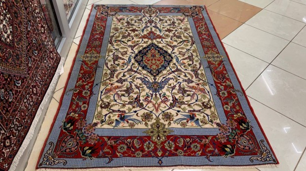 4004 Iráni Isfahani selyemkontúros kézi gyapjú perzsa szőnyeg 106X168