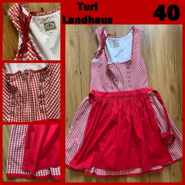 40-as Dirndl ruha piros kocks /Turi/