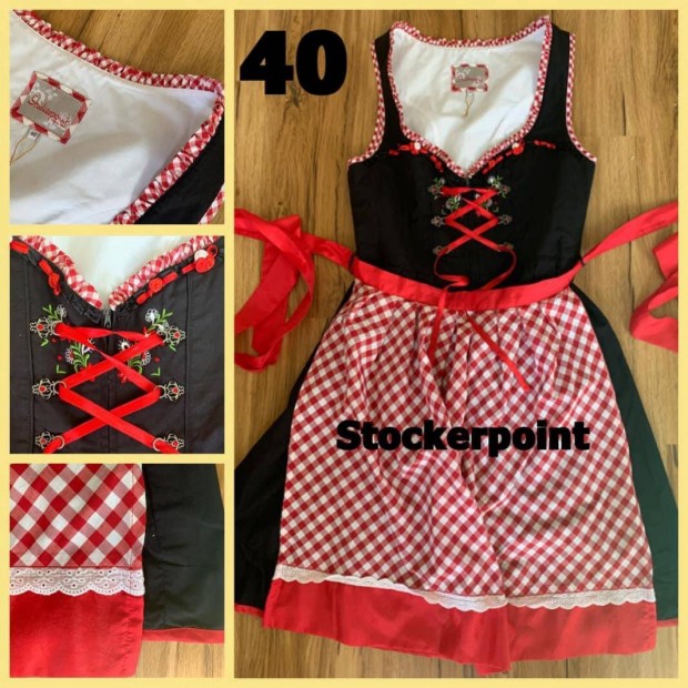 40-es Dirndl ruha fekete-piros /Stockerpoint/