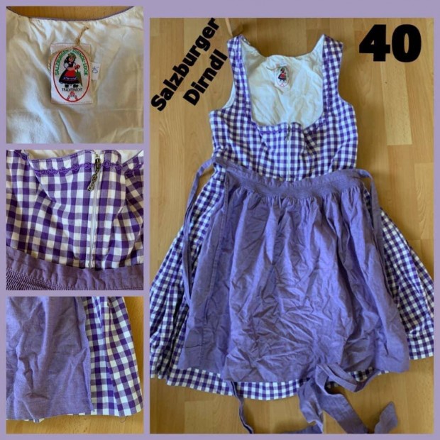 40-es lila kocks Dirndl ruha