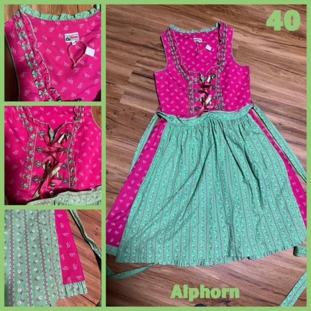 40-es pink-zld Dirndl ruha /Alphorn/