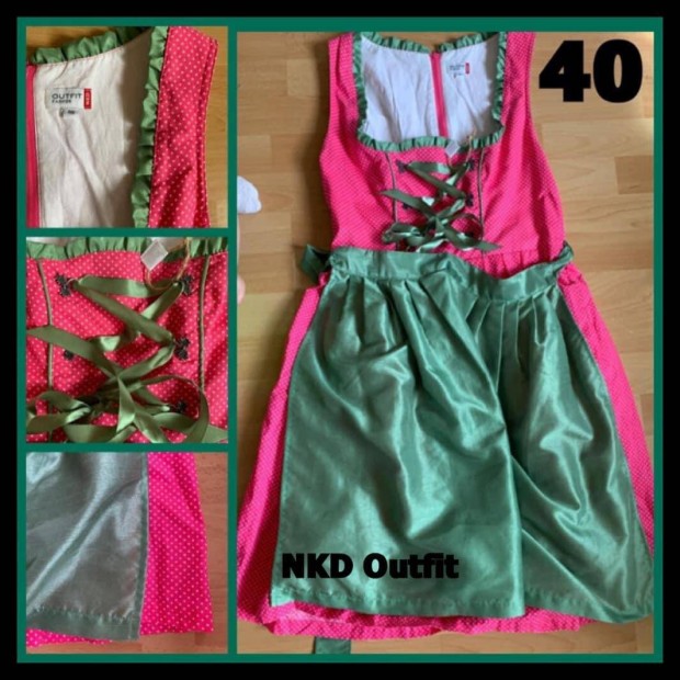 40-es pink-zld Dirndl ruha /Nkd Outfit/