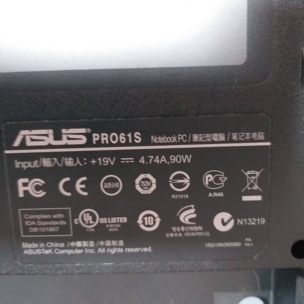 427.Asus Pro 61S bekapcsol,kijelzbe kis hiba! hinyos,nincsen:ssd,hd