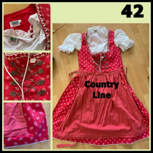 42-es Dirndl ruha blzzal piros mints /Country Line/