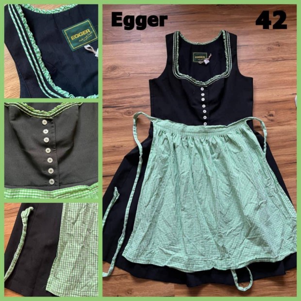 42-es fekete-zld Dirndl ruha /Egger/