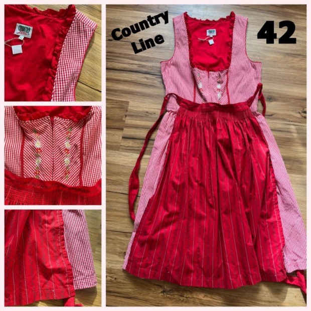 42-es piros kocks Dirndl ruha /Country Line/