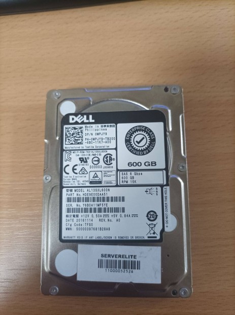 4Db Dell Szerver HDD 600GB 2,5"