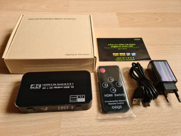 4K 60Hz HDMI 2.0 Switch HDR UHD 4x1 elosztó távirányítóval