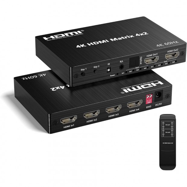 4K 60Hz HDMI Matrix Switch Splitter 4 in 2 Out, tvirnytval, Video