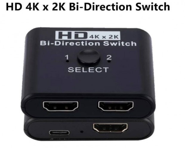 4K 60Hz HDMI ktirny kapcsoleloszt 1x2/2x1 ktirny