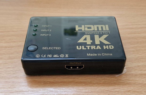 4K HDMI HUB eloszt (3 HDMI be s 1 HDMI kimenet)